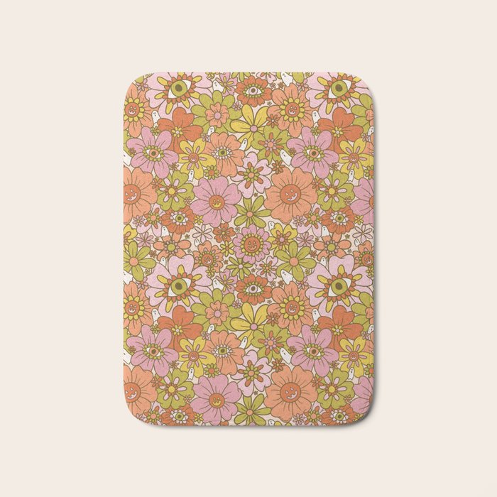 Spooky Groovy Flower Print Bath Mat Gallery Image 1