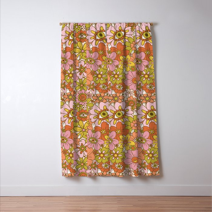 Spooky Groovy Flower Print Window Curtain Gallery Image 3