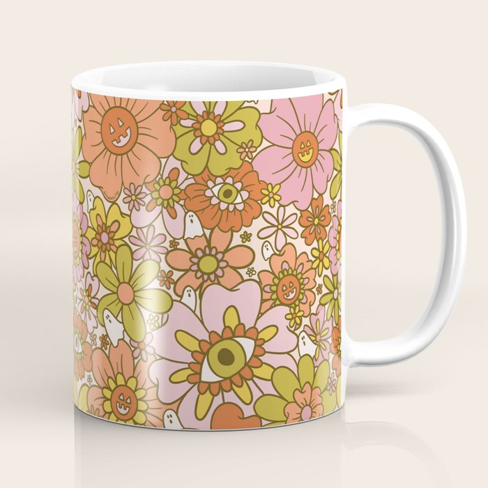 Spooky Groovy Flower Print Coffee Mug Gallery Image 1