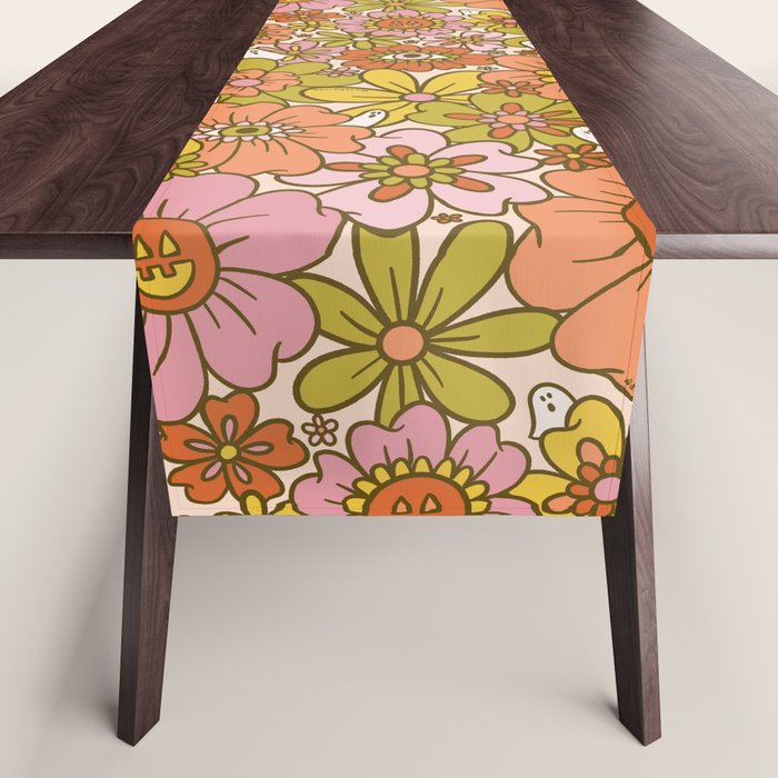 Spooky Groovy Flower Print Table Runner Gallery Image 1