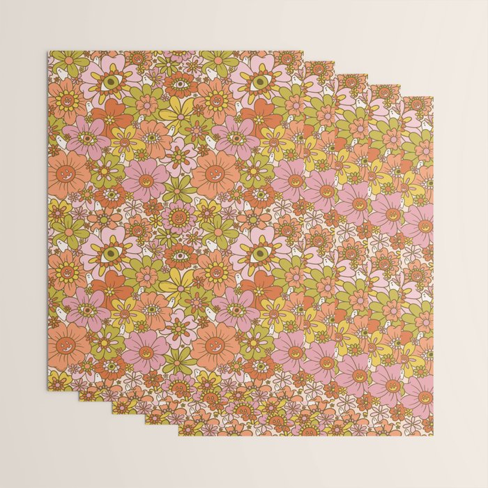 Spooky Groovy Flower Print Wrapping Paper Gallery Image 3