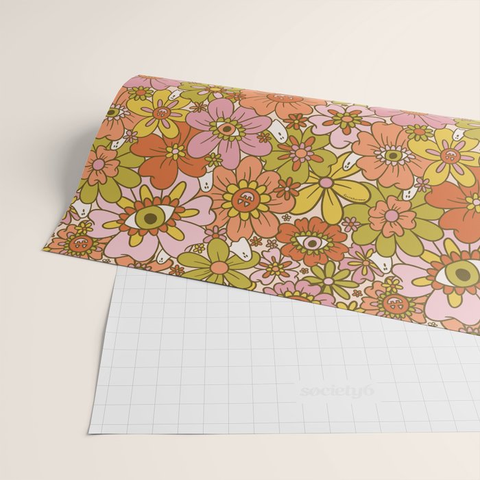 Spooky Groovy Flower Print Wrapping Paper Gallery Image 2