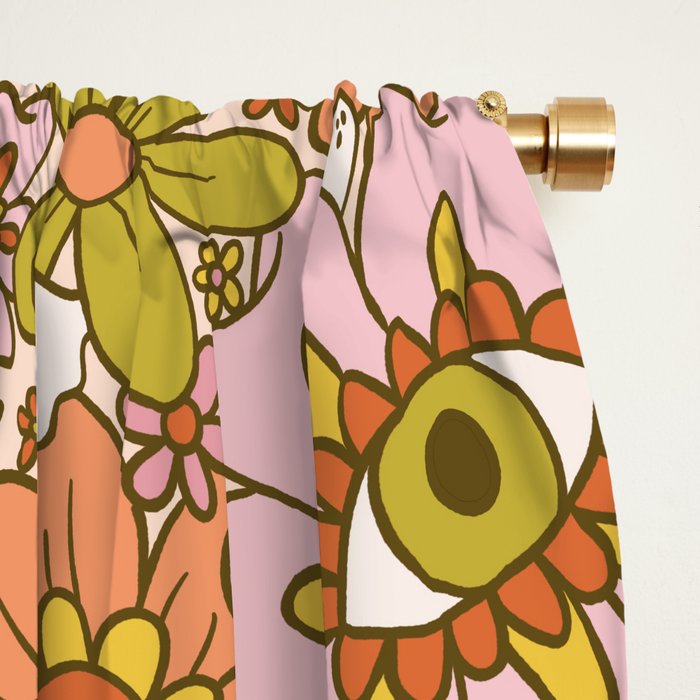 Spooky Groovy Flower Print Window Curtain Gallery Image 2