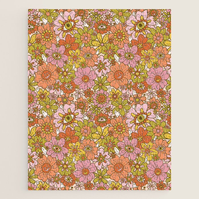 Spooky Groovy Flower Print Jigsaw Puzzle Gallery Image 1