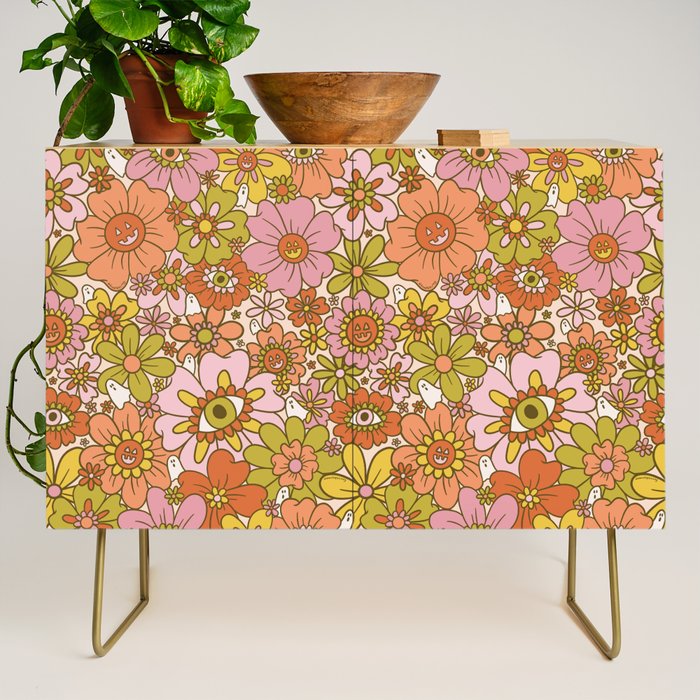 Spooky Groovy Flower Print Credenza Gallery Image 1