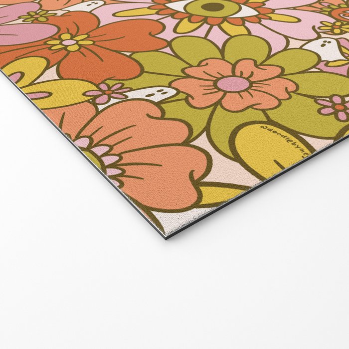 Spooky Groovy Flower Print Welcome Mat Gallery Image 2