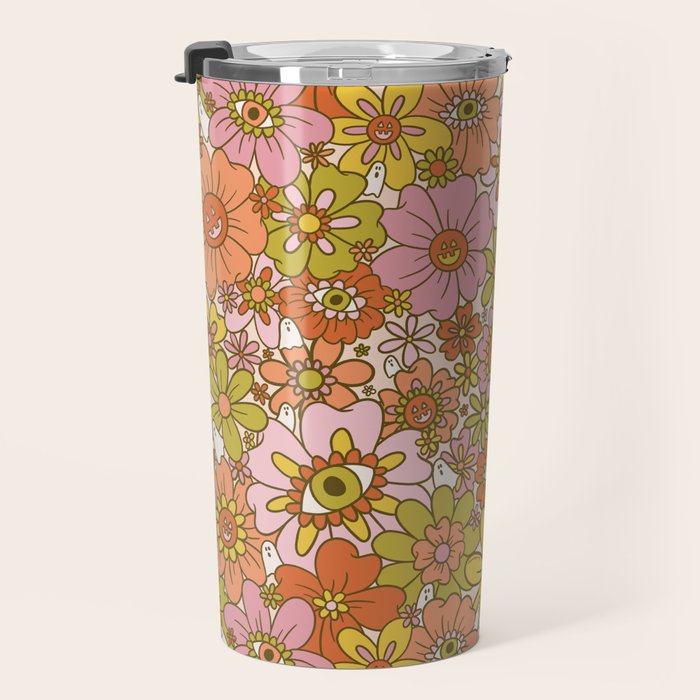 Spooky Groovy Flower Print Travel Mug Gallery Image 3
