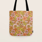 Spooky Groovy Flower Print Tote Bag Gallery Image 1