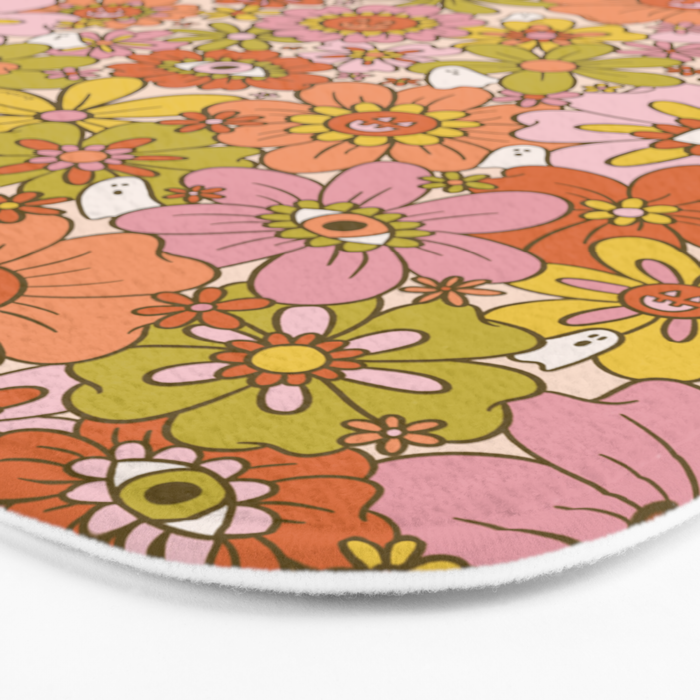 Spooky Groovy Flower Print Bath Mat Gallery Image 3