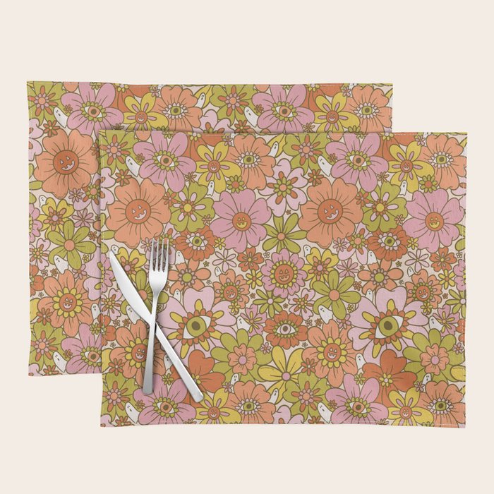 Spooky Groovy Flower Print Placemat Gallery Image 1
