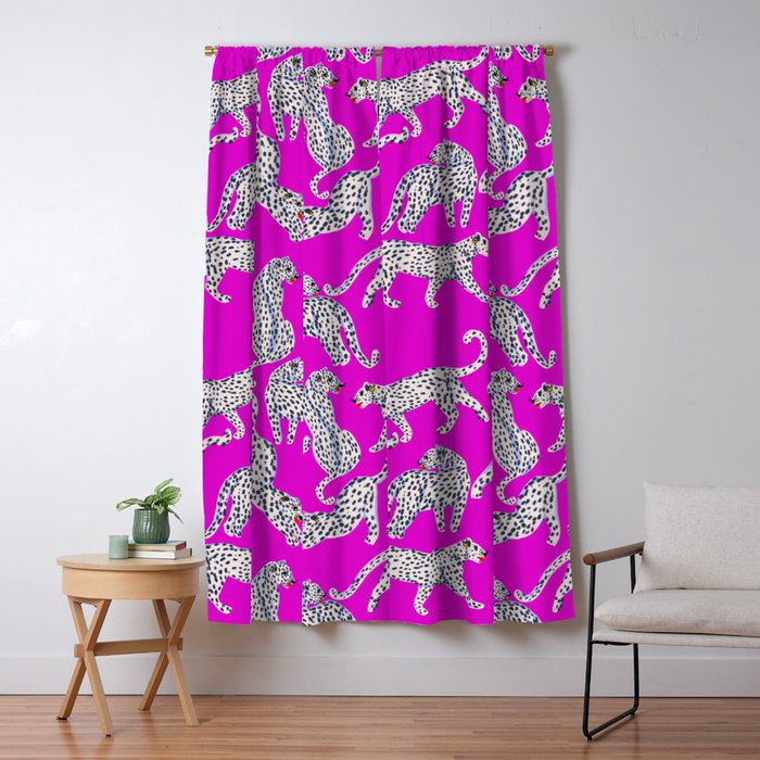 Abstract white leopards with red lips Window Curtain Gallery Image 5