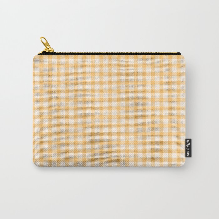 Gingham Checkered Patchwork in Orange Yellow. Carry All Pouch Gallery Image 1