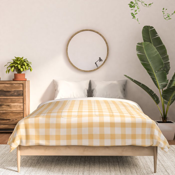 Gingham Checkered Patchwork in Orange Yellow. Comforter Gallery Image 3