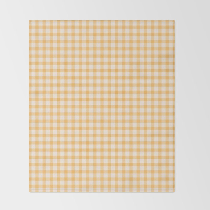 Gingham Checkered Patchwork in Orange Yellow. Throw Blanket Gallery Image 2