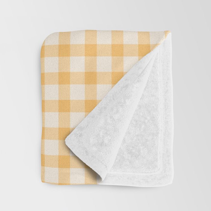 Gingham Checkered Patchwork in Orange Yellow. Throw Blanket Gallery Image 3