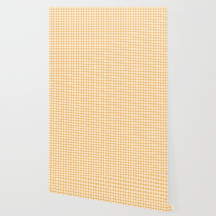 Gingham Checkered Patchwork in Orange Yellow. Wallpaper Gallery Image 2