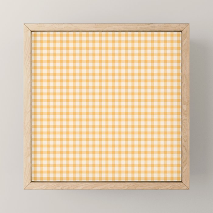 Gingham Checkered Patchwork in Orange Yellow. Mini Art Print Gallery Image 1