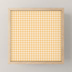 Gingham Checkered Patchwork in Orange Yellow. Mini Art Print Gallery Image 1