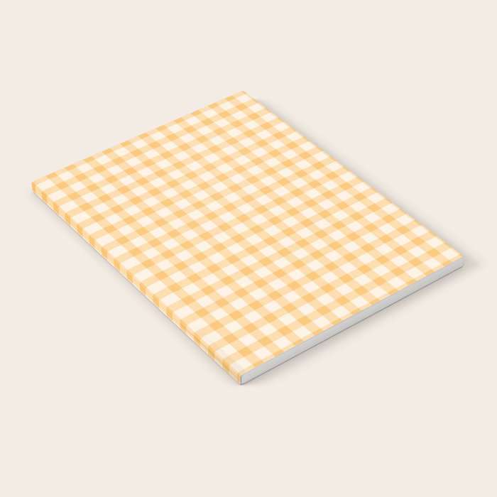 Gingham Checkered Patchwork in Orange Yellow. Notebook Gallery Image 1