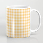 Gingham Checkered Patchwork in Orange Yellow. Coffee Mug Gallery Image 1