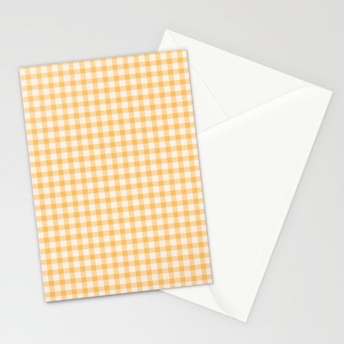 Gingham Checkered Patchwork in Orange Yellow. Stationery Card Gallery Image 2