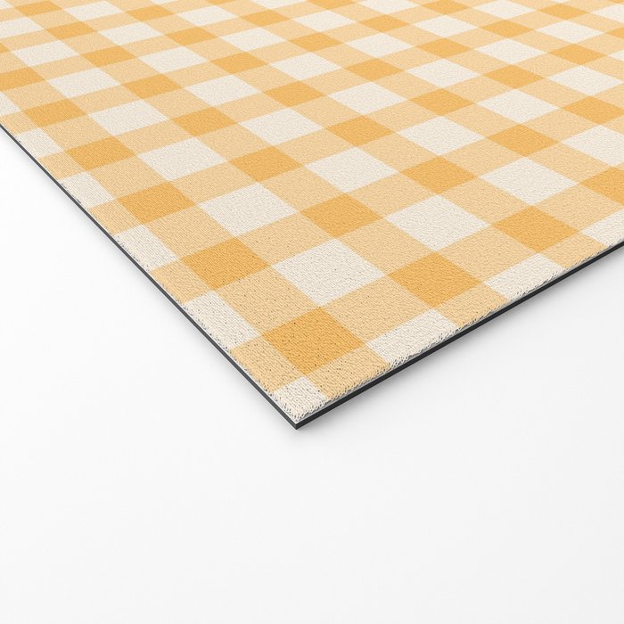Gingham Checkered Patchwork in Orange Yellow. Welcome Mat Gallery Image 2
