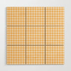 Gingham Checkered Patchwork in Orange Yellow. Wood Wall Art Gallery Image 1