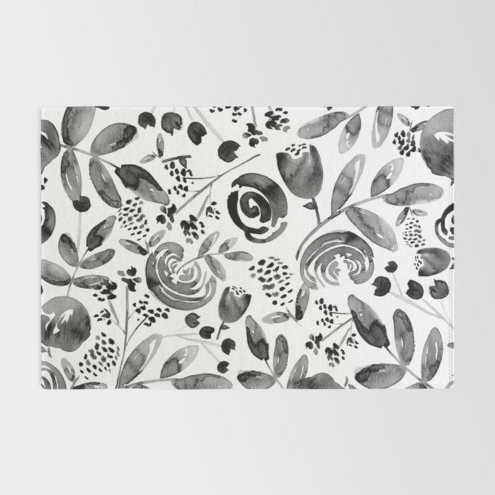 Bountiful Bouquet Black Watercolor Rug Gallery Image 2