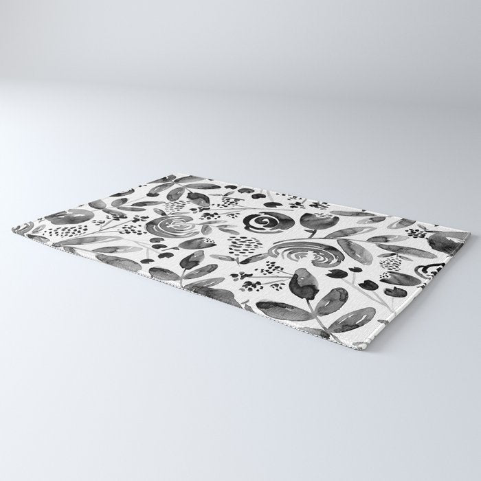 Bountiful Bouquet Black Watercolor Rug Gallery Image 3
