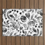 Bountiful Bouquet Black Watercolor Outdoor Rug Gallery Image 1