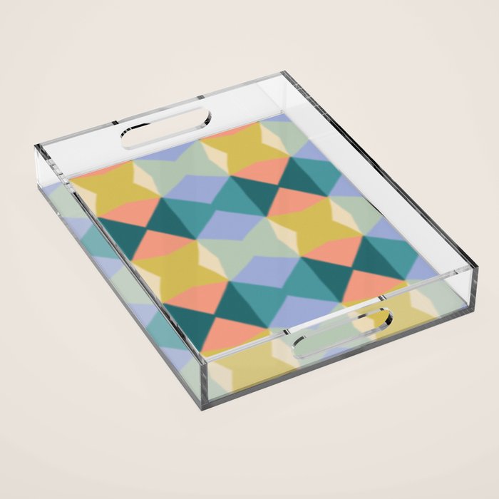  Mid-century Modern Geometric Pattern Acrylic Tray Gallery Image 1