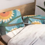 Sunflower Study in Sunny Yellow and Burnt Orange Pillow Sham Gallery Image 2