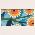 Sunflower Study in Sunny Yellow and Burnt Orange Desk Mat Gallery Image 3