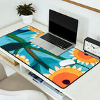 Sunflower Study in Sunny Yellow and Burnt Orange Desk Mat Gallery Image 2