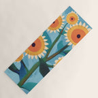 Sunflower Study in Sunny Yellow and Burnt Orange Yoga Mat Gallery Image 1