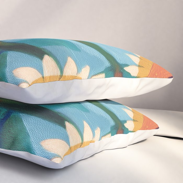 Sunflower Study in Sunny Yellow and Burnt Orange Pillow Sham Gallery Image 3
