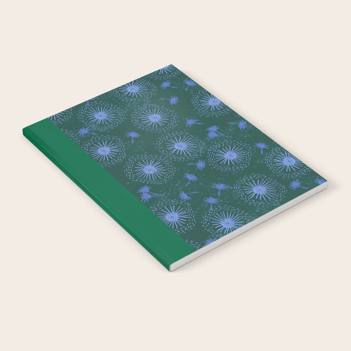 Make A Wish Dandelion Pattern in Forest Green & Blue Notebook Gallery Image 1