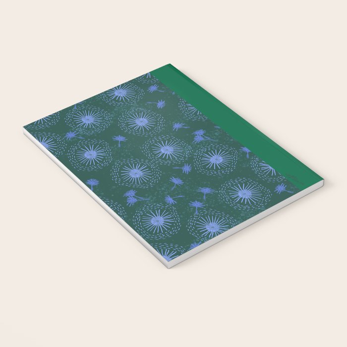 Make A Wish Dandelion Pattern in Forest Green & Blue Notebook Gallery Image 3
