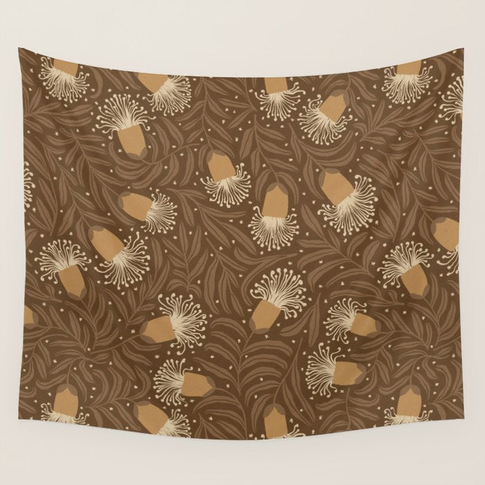 Whimsical Florals / Orange & Brown Wall Tapestry Gallery Image 4