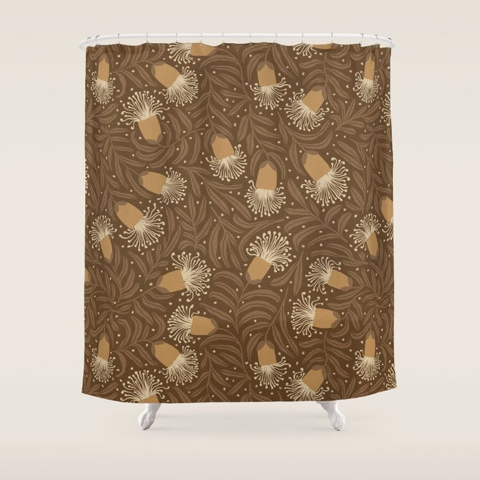 Whimsical Florals / Orange & Brown Shower Curtain Gallery Image 1