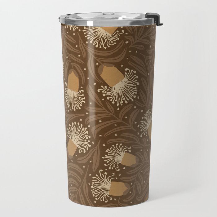 Whimsical Florals / Orange & Brown Travel Mug Gallery Image 2