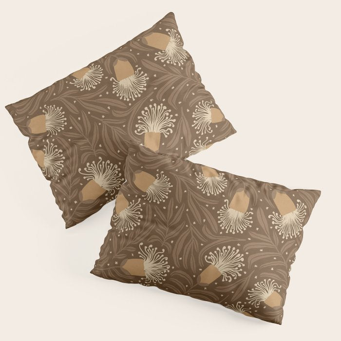 Whimsical Florals / Orange & Brown Pillow Sham Gallery Image 1