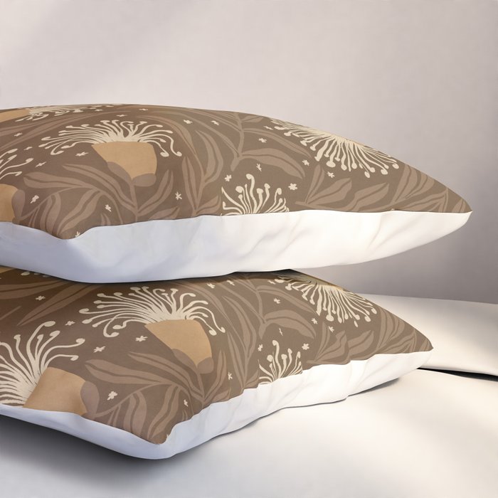 Whimsical Florals / Orange & Brown Pillow Sham Gallery Image 3