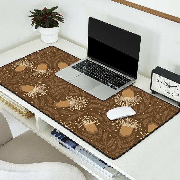 Whimsical Florals / Orange & Brown Desk Mat Gallery Image 2