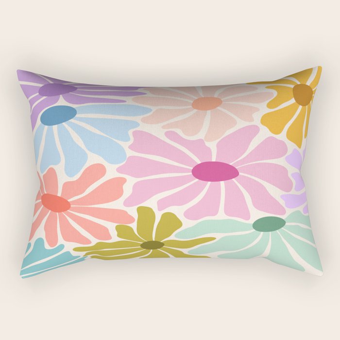 Colors of Joy - Groovy Flowers Rectangular Pillow Gallery Image 1
