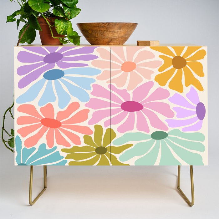 Colors of Joy - Groovy Flowers Credenza Gallery Image 1