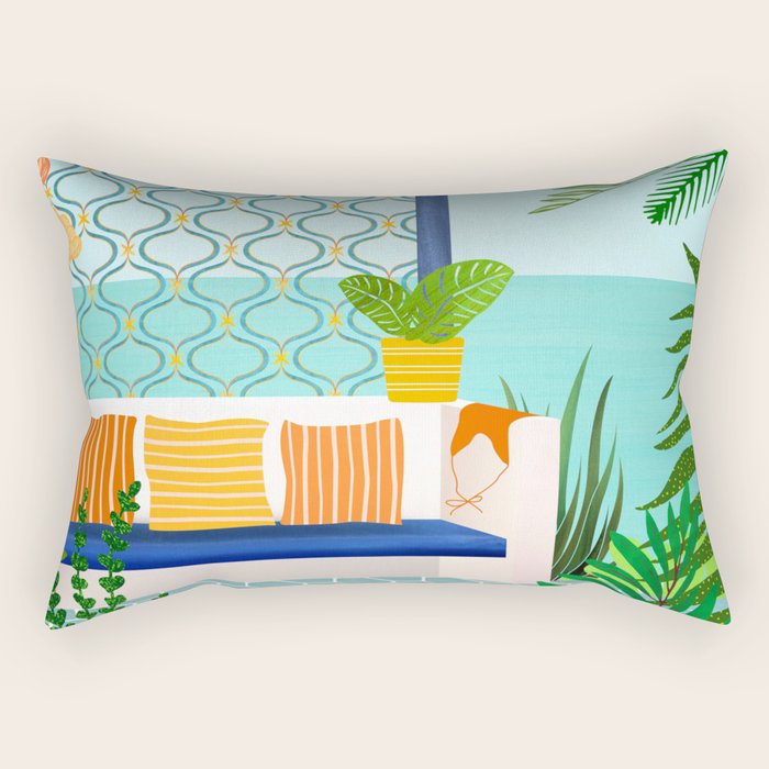 Sanctuary - Tropical Garden Villa Rectangular Pillow Gallery Image 2
