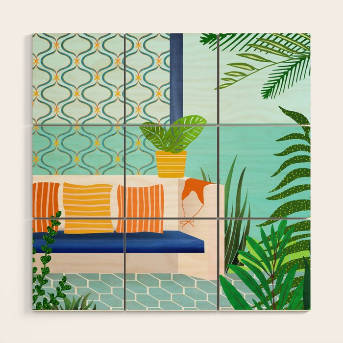 Sanctuary - Tropical Garden Villa Wood Wall Art Gallery Image 1