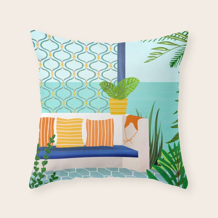 Sanctuary - Tropical Garden Villa Throw Pillow Gallery Image 6