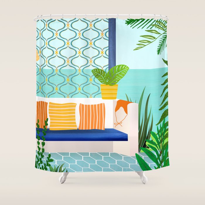 Sanctuary - Tropical Garden Villa Shower Curtain Gallery Image 1